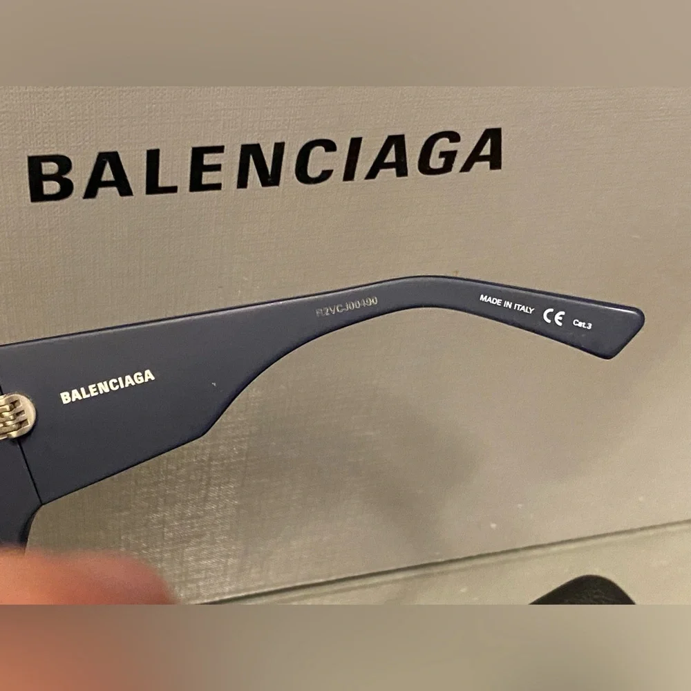 Balenciaga Unisex Sunglasses Oversized Rectangle Blue BB0002S